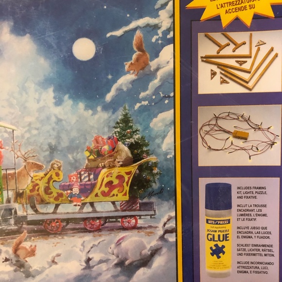 Bits & Pieces 1000 Piece Puzzle NEW Santa’s Train Lights Up & Frame Kit - Picture 6 of 10